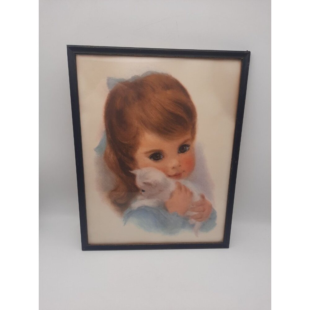 Francis Hook Northern Paper Mills Tissue Child Girl Print 11" x 14" Framed